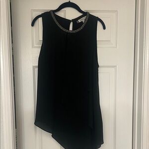 Jennifer Lopez Embellished Neck Black Sleeveless Women's Top